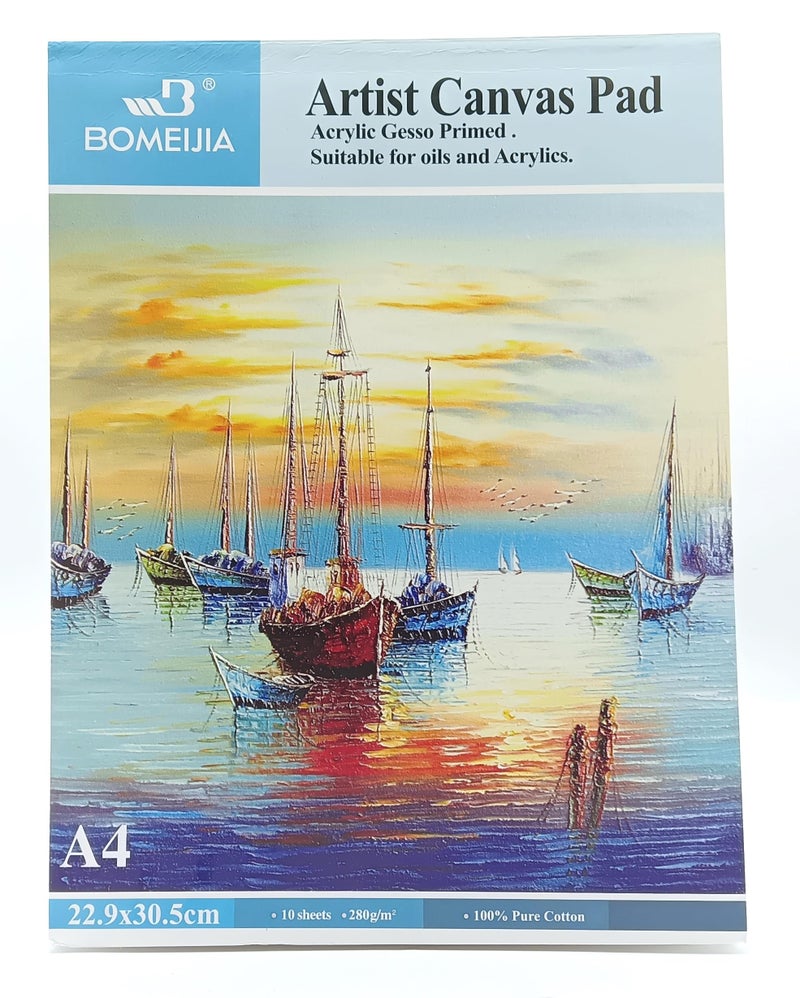 BOMEIJIA Artist Quality A4 10 Sheets Cotton Primed with Acid-Free Gesso Canvas Easel Sheets Artist Pad Plain Drawing for Coloring Oil Acrylic Painting - Image 1