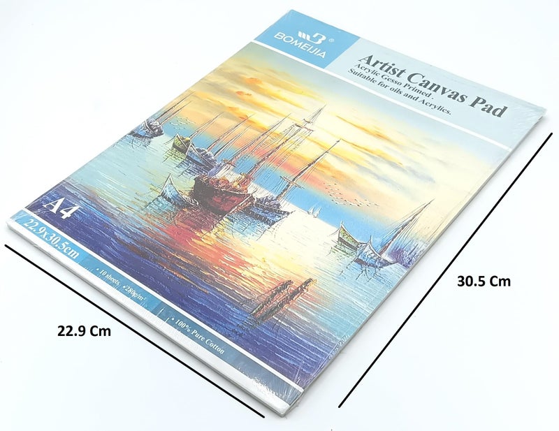BOMEIJIA Artist Quality A4 10 Sheets Cotton Primed with Acid-Free Gesso Canvas Easel Sheets Artist Pad Plain Drawing for Coloring Oil Acrylic Painting - Image 2