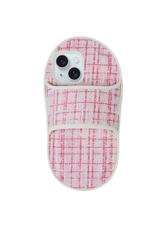 HuHa Case Cover For iPhone 15 Creative Flannel Slipper Design TPU Phone Case Light Red