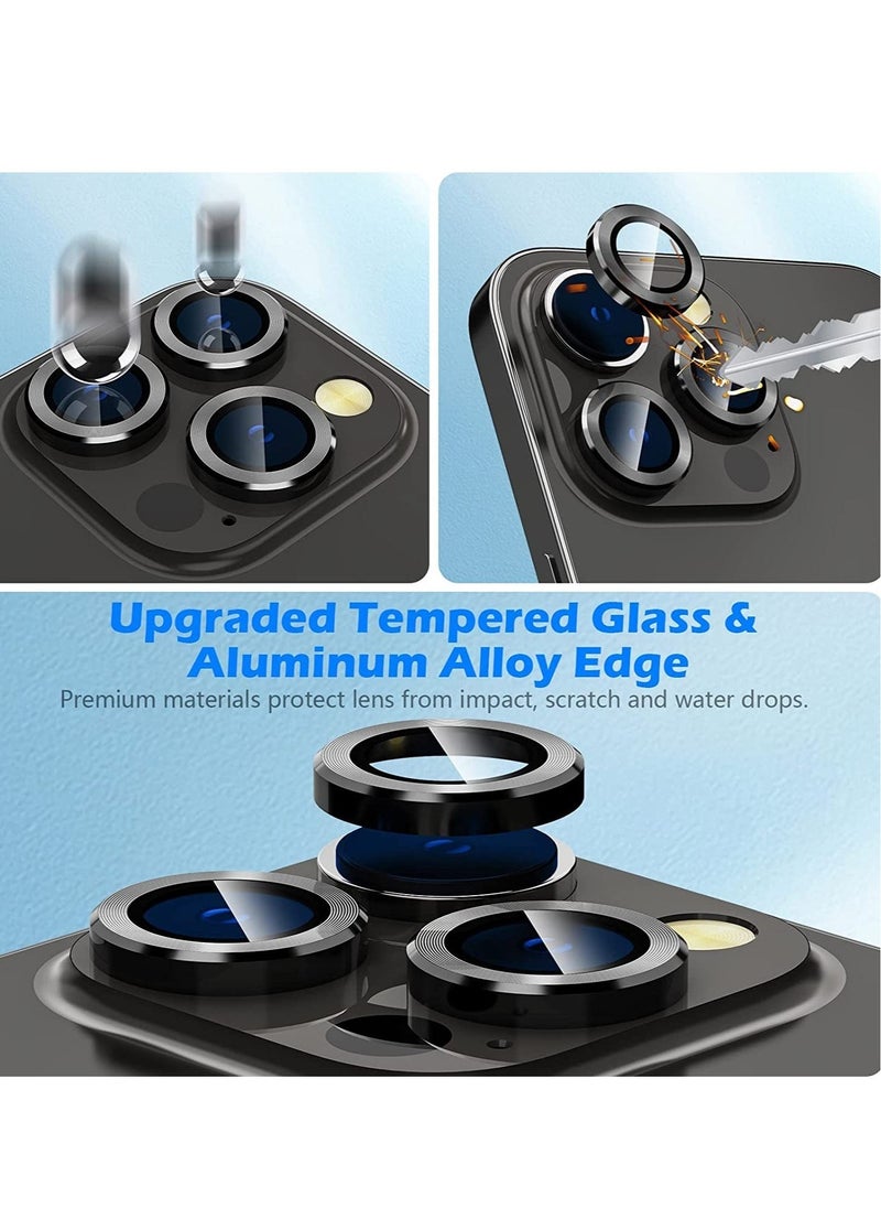 Raxoom Camera Lens Protector for iPhone 14 Pro/iPhone 14 Pro Max, Alloy Metal Individual Ring, Anti Scratch HD Tempered Glass Lens Screen Protector Cover Film, Case Friendly, Black - Image 4