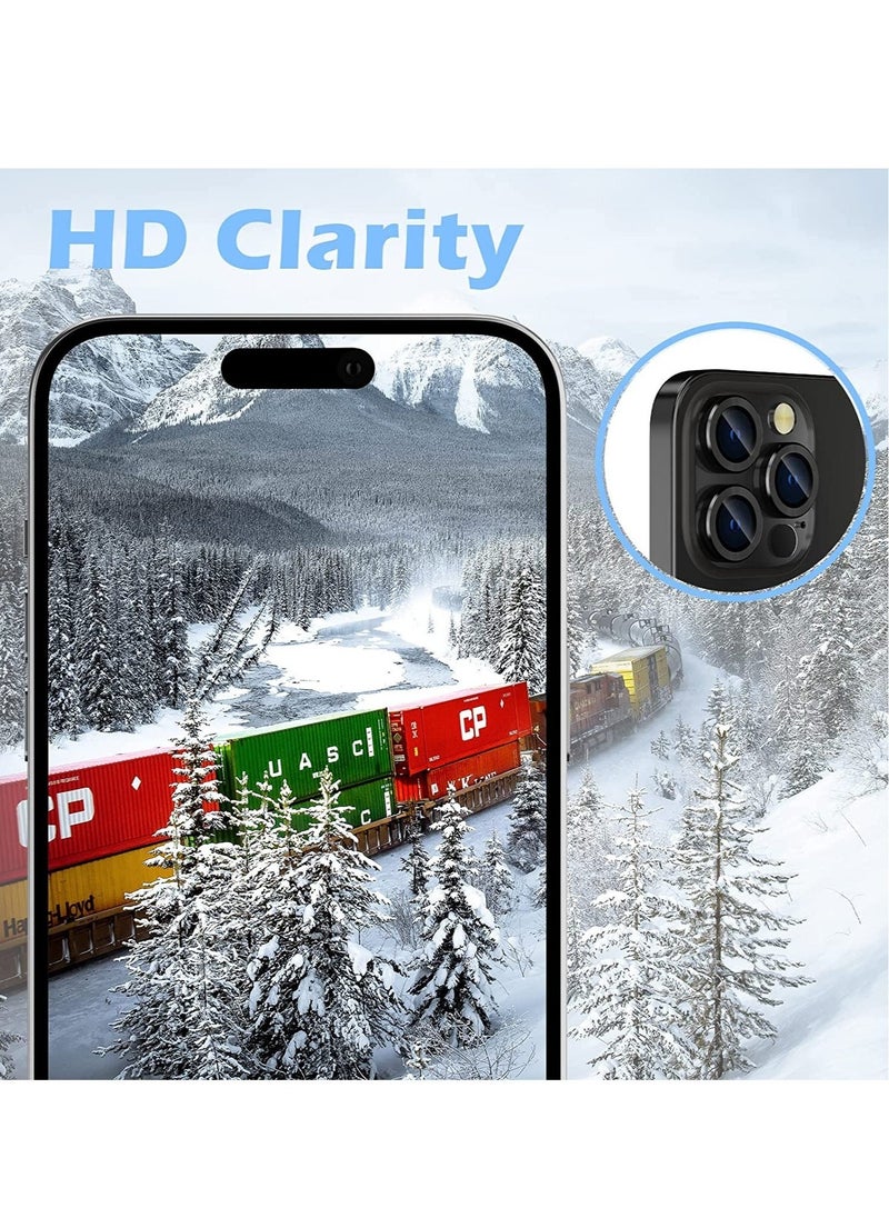 Raxoom Camera Lens Protector for iPhone 14 Pro/iPhone 14 Pro Max, Alloy Metal Individual Ring, Anti Scratch HD Tempered Glass Lens Screen Protector Cover Film, Case Friendly, Black - Image 2