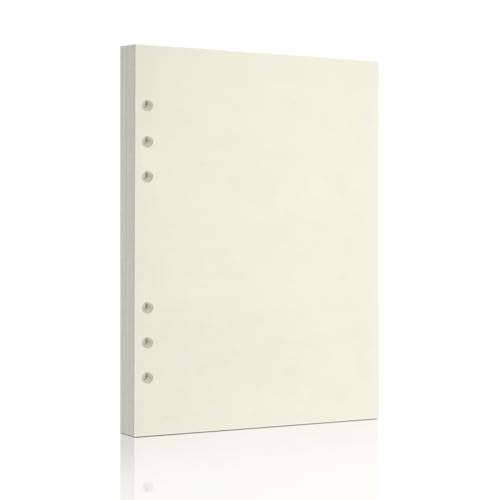 Mafegu A5 Blank Refill Paper, A5 Loose Leaf Paper 6 Hole Notebook Refills for 6 Ring Refillable Binder Notebook Planner Diary Journals Painting -Blank Pages,80 Sheets/160 Pages - Image 1