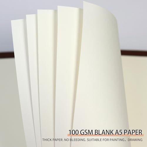 Mafegu A5 Blank Refill Paper, A5 Loose Leaf Paper 6 Hole Notebook Refills for 6 Ring Refillable Binder Notebook Planner Diary Journals Painting -Blank Pages,80 Sheets/160 Pages - Image 2