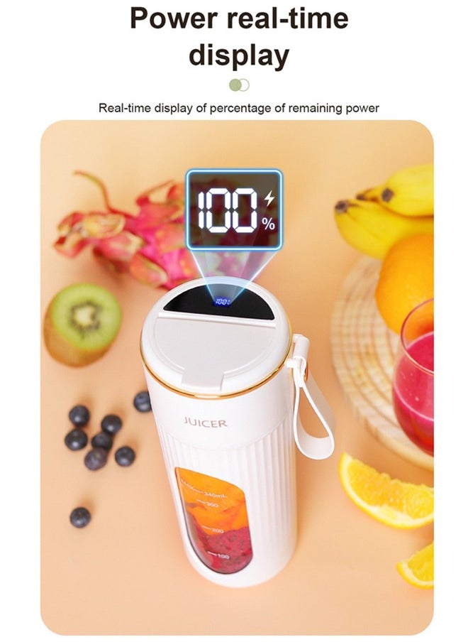 MORTICO Portable Blender 340ml – USB Rechargeable Mini Juicer Cup with Type-C, Upgraded Motor, Personal Smoothie Maker for Travel, White