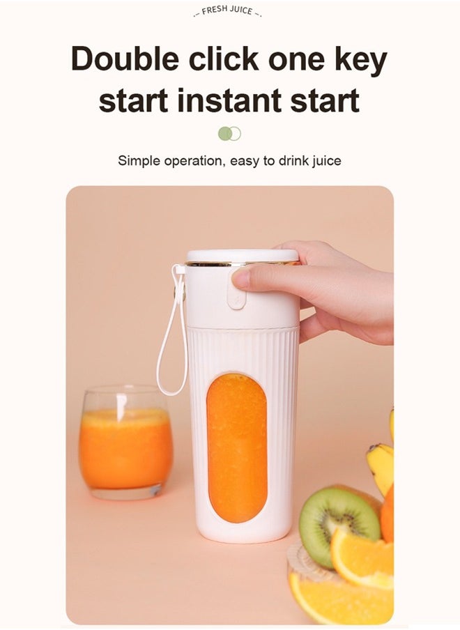 MORTICO Portable Blender 340ml – USB Rechargeable Mini Juicer Cup with Type-C, Upgraded Motor, Personal Smoothie Maker for Travel, White
