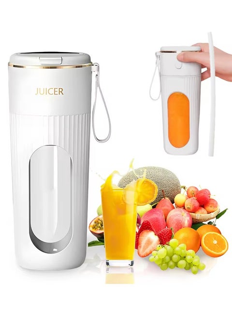 MORTICO Portable Blender 340ml – USB Rechargeable Mini Juicer Cup with Type-C, Upgraded Motor, Personal Smoothie Maker for Travel, White