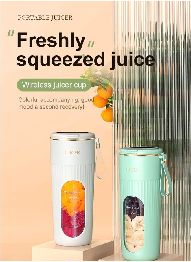 MORTICO Portable Blender 340ml – USB Rechargeable Mini Juicer Cup with Type-C, Upgraded Motor, Personal Smoothie Maker for Travel, White