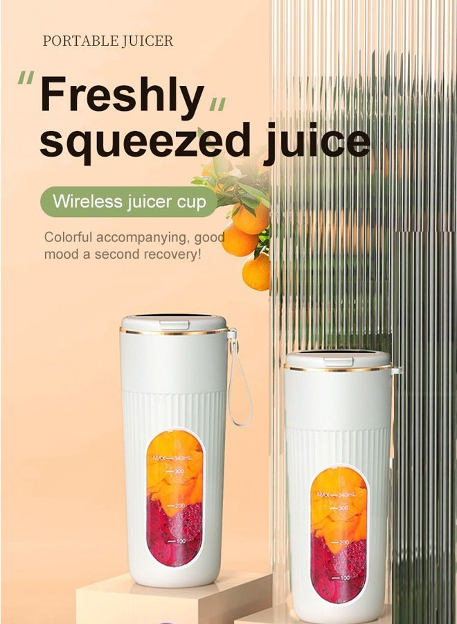 MORTICO Portable Blender 340ml – USB Rechargeable Mini Juicer Cup with Type-C, Upgraded Motor, Personal Smoothie Maker for Travel, White - Image 2