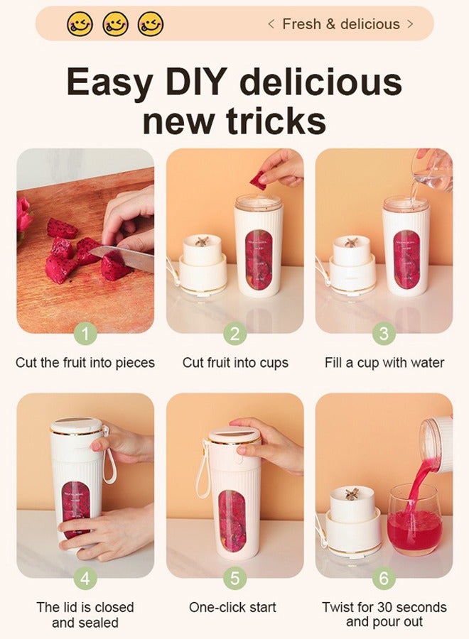 MORTICO Portable Blender 340ml – USB Rechargeable Mini Juicer Cup with Type-C, Upgraded Motor, Personal Smoothie Maker for Travel, White - Image 5