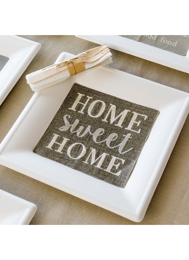 Restaurantware 13 Inch Paper Luncheon Napkins, 500 Home Sweet Home Design Printed Napkins - 3-Ply, Textured Edges, Dark Gray Paper Decorated Napkins, Soft And Strong, For Parties Or Catering Events  - Image 3
