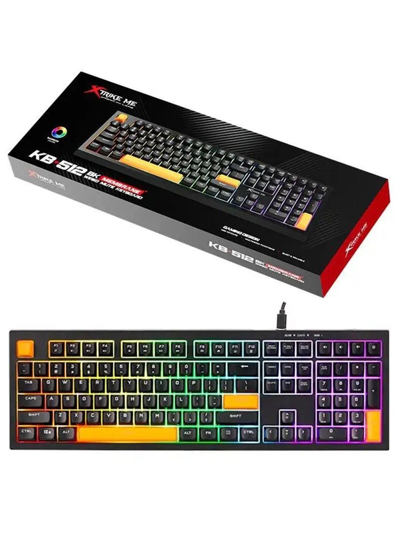 XTRIKE ME لوحة مفاتيح سلكية KB-512 مع وظيفة إضاءة خلفية RGB جسم أسود - Image 1