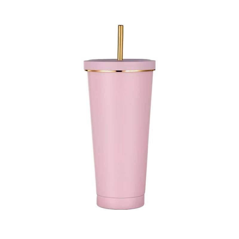 500 ml Stainless Steel Coffee Mug with Straw Top in with Ceramic Lining and Double Wall - Image 1