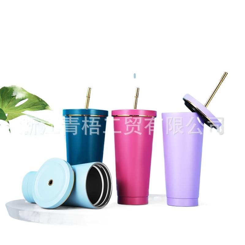 500 ml Stainless Steel Coffee Mug with Straw Top in with Ceramic Lining and Double Wall - Image 4