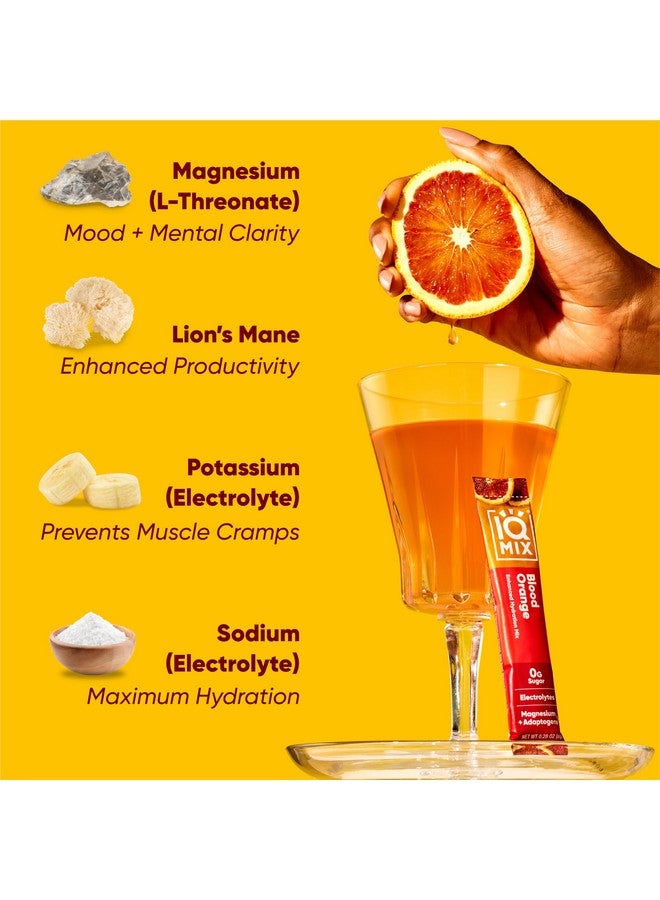 IQBAR IQMIX Hydration Electrolyte Powder - 4-in-1 Formula for Hydration, Mental Clarity, Mood and Recovery - Sugar-Free Drink Mix, Keto, Magnesium L-Threonate, Lion’s Mane - 20 Count Blood Orange - Image 4