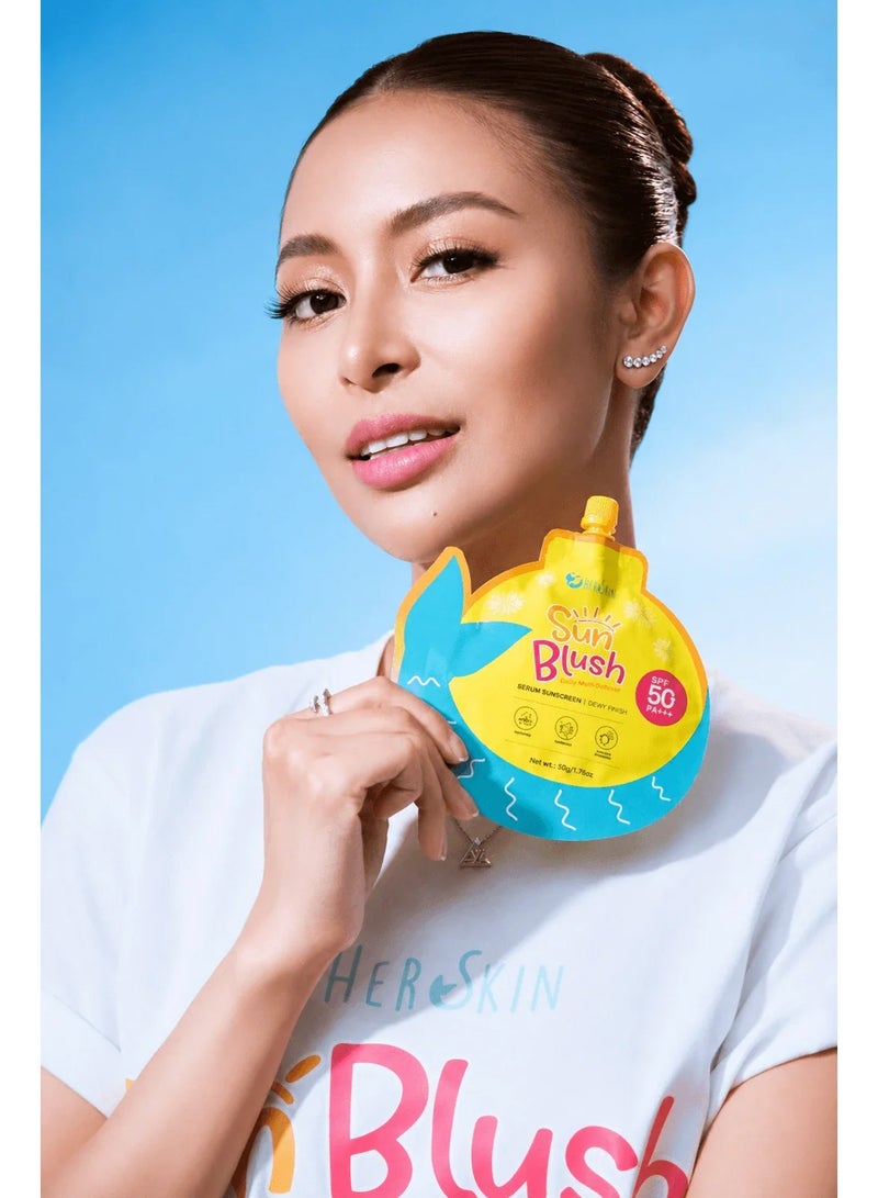 Her Skin Sun Blush Daily Multi-Defense Sunscreen – Powerful SPF 50+ PA+++ Protection Enriched with Skin-Loving Ingredients to Defend Against Sun Damage While Maintaining a Soft Dewy Glow - Image 5