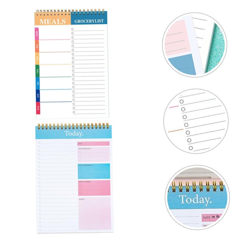 Spiral Binding Daily Planner Notepad 2 Pack for Work Management Schedule Pads - Image 4
