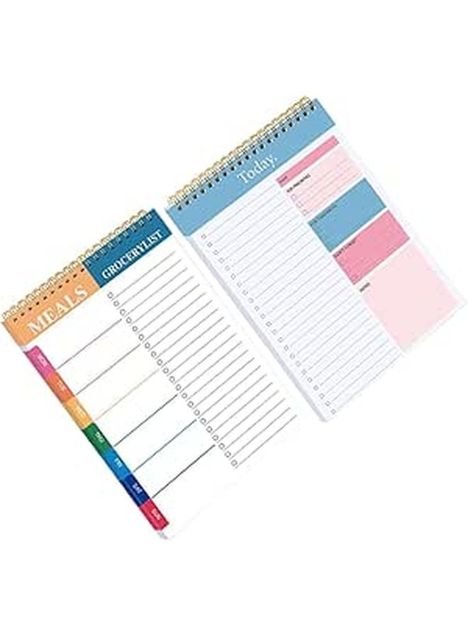 Spiral Binding Daily Planner Notepad 2 Pack for Work Management Schedule Pads - Image 1