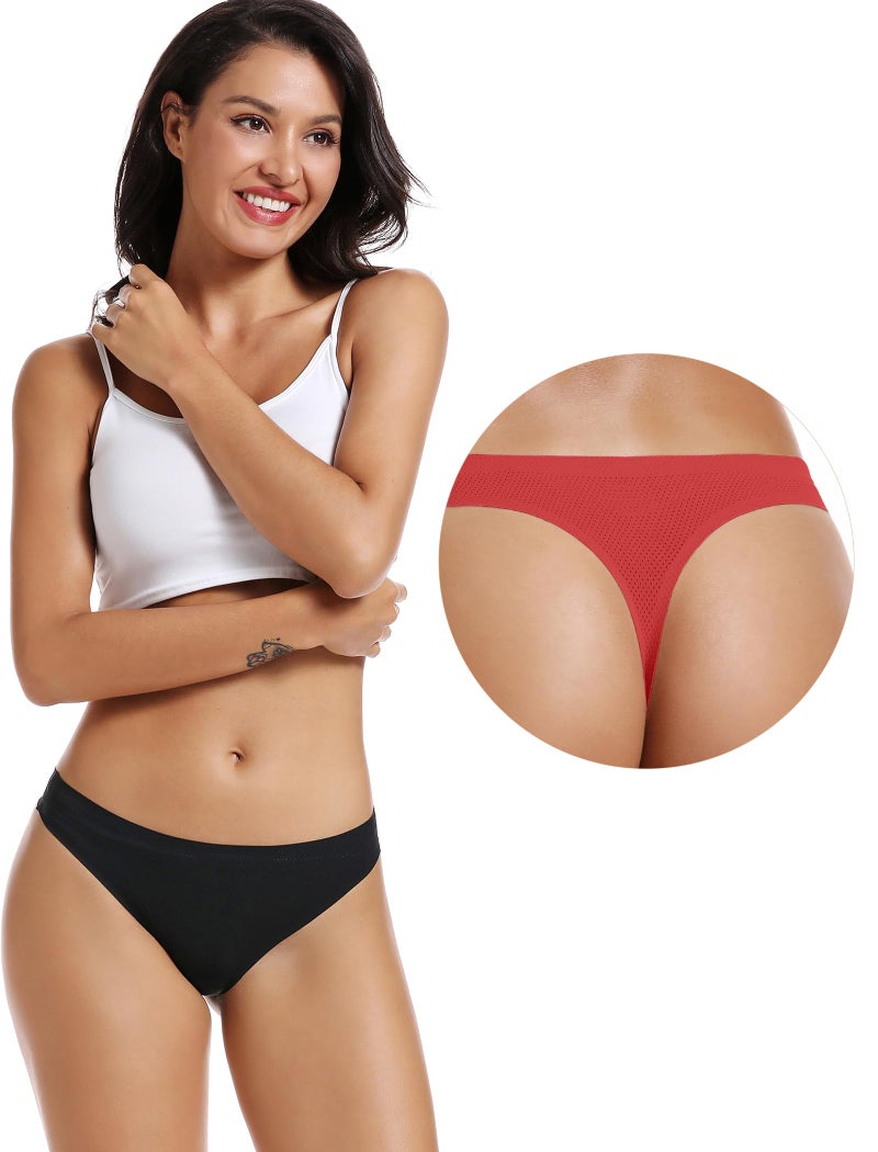 voenxe Seamless Women Underwear Thongs,No Show Ladies Thong,Invisible No Line Breathable Comfortable Panties Undies,Womens No Seam Soft Wide Gusset Tanga,Legging Underpants for Woman 5-Pack - Image 4
