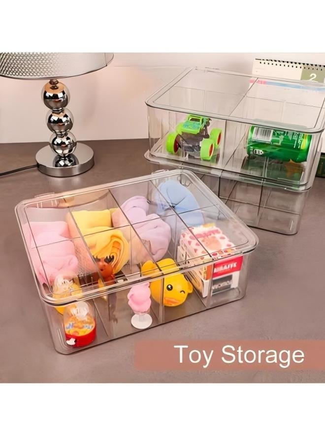 DUNISO Clear Tea Bag Divided Storage Organizer, Tea Bag Holder Container Box With Lid, Suitable for Cabinet, Countertop, Hold Coffee Pods, Seasoning Packets, Condiments, 8 Sections (Transparent) - Image 4