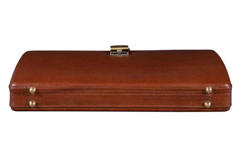 BRAND LEATHER Mens Genuine Leather Numbering Lock Stylish Briefcase For Office| Business| Meeting| Outdoor (TAN) - Image 2