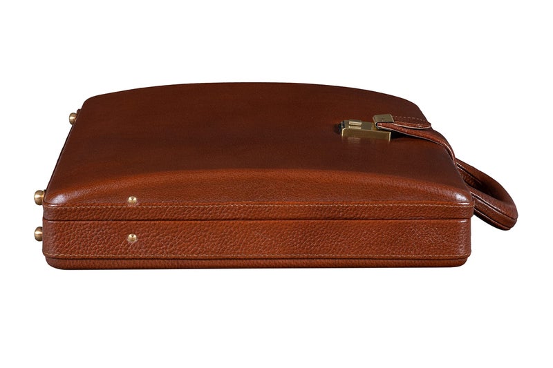 BRAND LEATHER Mens Genuine Leather Numbering Lock Stylish Briefcase For Office| Business| Meeting| Outdoor (TAN) - Image 3