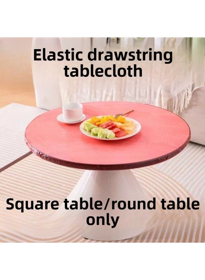 Round Thickened Rectangular Disposable Elastomic Belt Belted Transparent Tablecloth Disposable Disposable Tablecloth Special Household-Color:Classic White (160cm) Enlarged And Thickened-Specifications:Universal Round Square Table: One Large Pack  - Image 4