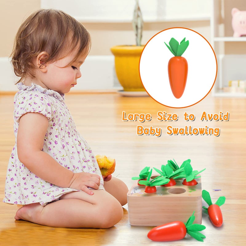 XPIY Montessori Toys for 1 Year Old, Carrots Harvest Wooden Baby Toys for 6-12 Months Educational Shape Sorting Matching Toys for Toddler Fine Motor Skill Development, Gift for Kids Birthday Easter - Image 3