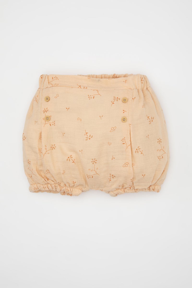 DeFacto Beige BabyGirl Baby Girl Floral Muslin Shorts Casual - Image 1
