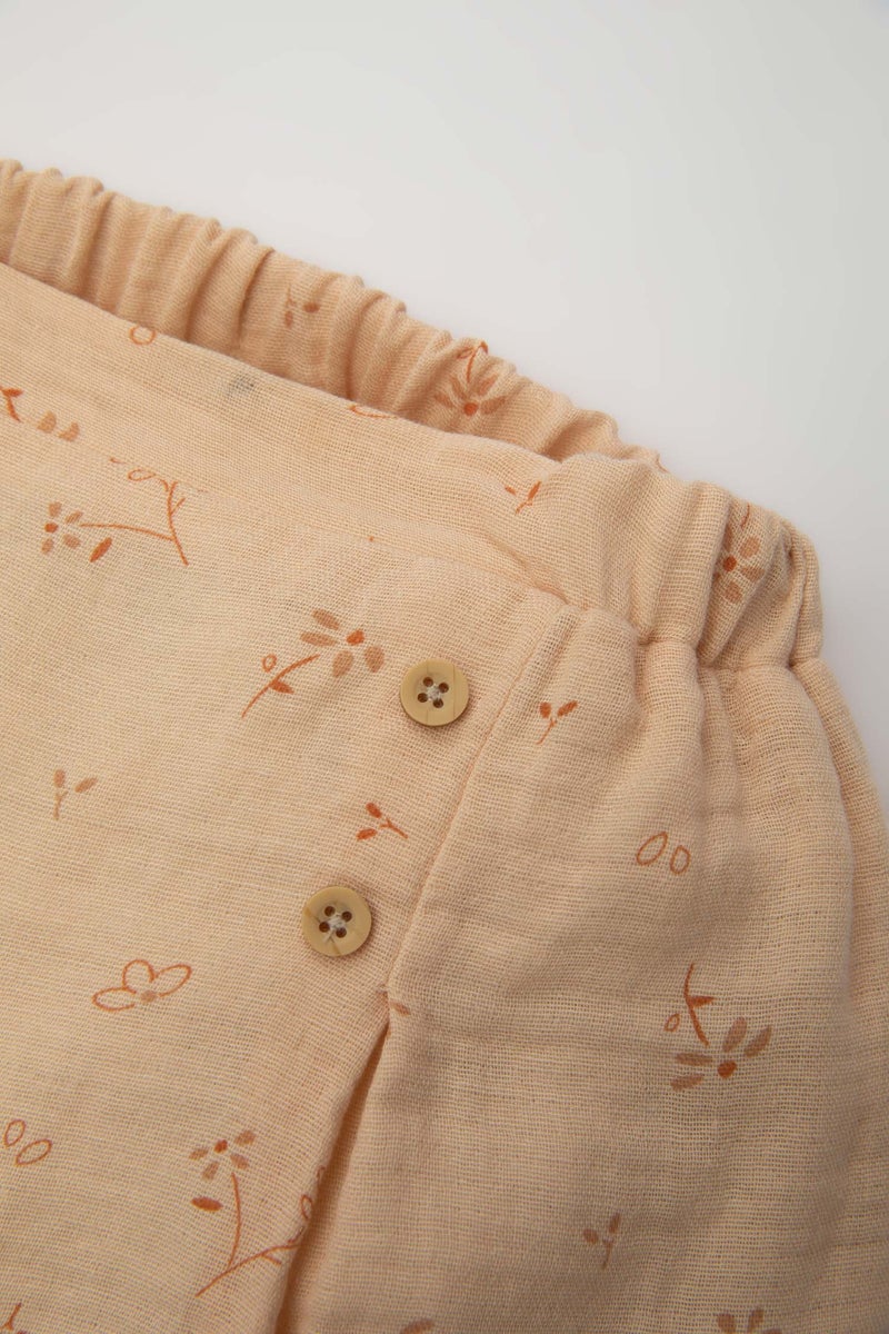 DeFacto Beige BabyGirl Baby Girl Floral Muslin Shorts Casual - Image 5