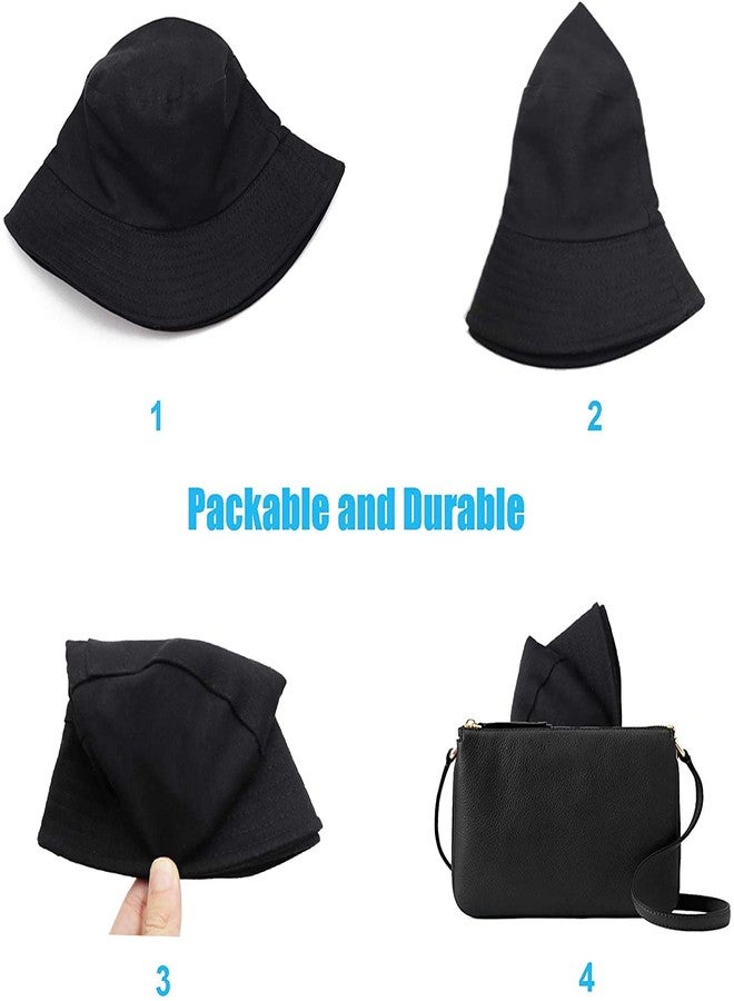 Missby® Kid's Cotton Classic Packable Beach Bucket Sun Hat (4-10 Years) (Black) - Image 4