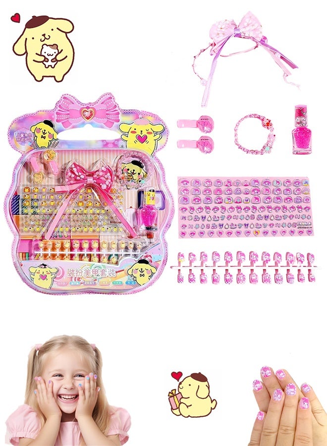 Sanrio 140-Piece False Nail Set, Kids Press on Nails Grils, Kids Makeup Toys, Self Adhesive  Nails, Multicolour - Image 5