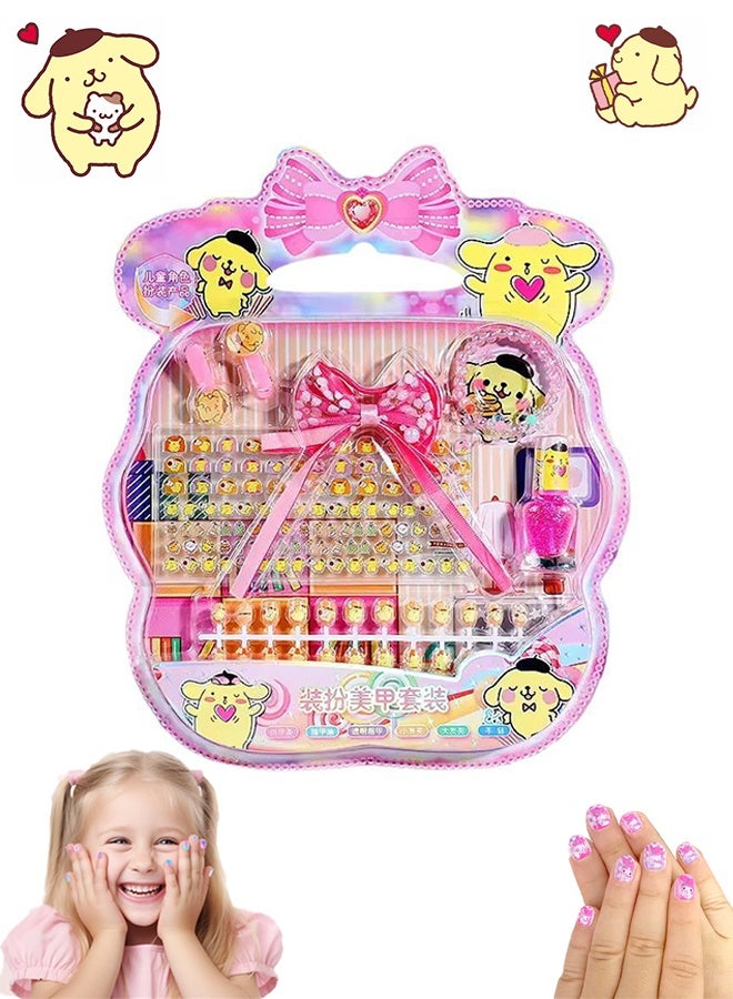 Sanrio 140-Piece False Nail Set, Kids Press on Nails Grils, Kids Makeup Toys, Self Adhesive  Nails, Multicolour - Image 1