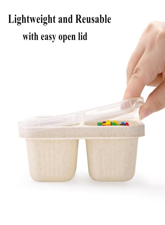 Cididu 8 Pack Bento Snack Lunch Box, 4 Compartment Meal Prep Container, Reusable Divided Snack Box with Lid for Kids Adults, Wheat Straw Food Storage Container for School Work Travel, Microwave Safe - Image 3