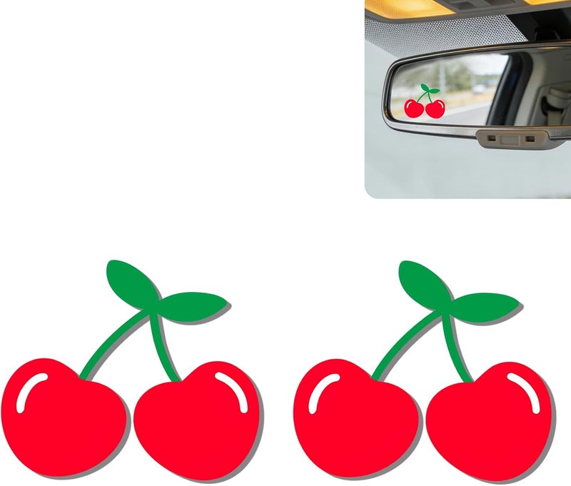 DoYoMo 2Pack Cherry Car Mirror Decal - Cute Moo-tivational Rear View Mirror Sticker,Waterproof Vinyl Car Decals,Cherrys Car Accessories Decor,Cherry Lovers Gifts for Women Men - Image 1