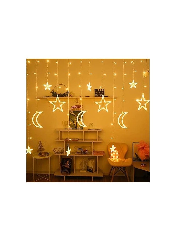 أضواء سلسلة COKEEY رمضان LED - أضواء ستارة LED من القمر النجم 3.5 متر زينة زفاف إكليل لعيد الميلاد ، الزفاف ، الحفلة ، المنزل ، الشرفة ، رمضان ، الحديقة (الضوء الدافئ) - Image 4