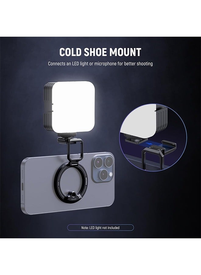 Magnetic Phone Tripod Mount Compatible with MagSafe iPhone 16 15 Pro Max Plus Samsung Galaxy Google Pixel, Phone Rig Holder w/Cold Shoe 1/4 Thread Adhesive Ring for Video Recording, PA030 - Image 5