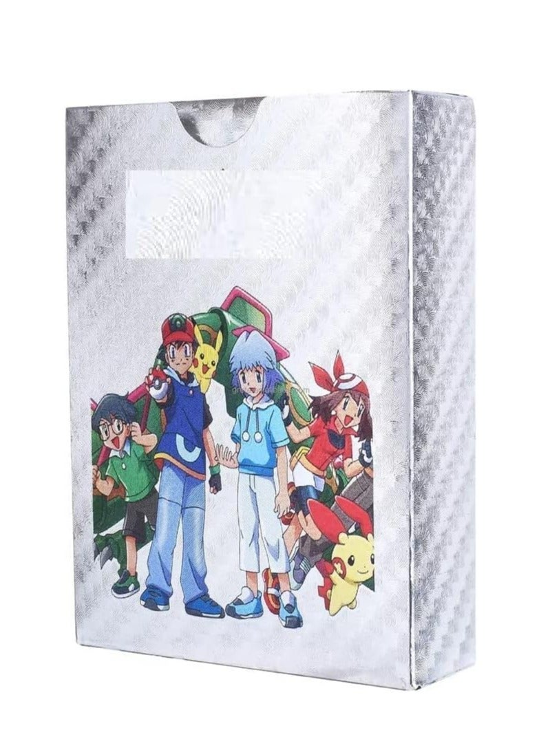 Rajvi Collectible Card Games, 55 Piece Silver Foil, TCG Deck, V-Max Series X, Silver Rare and Common Mystery Cards - Image 1