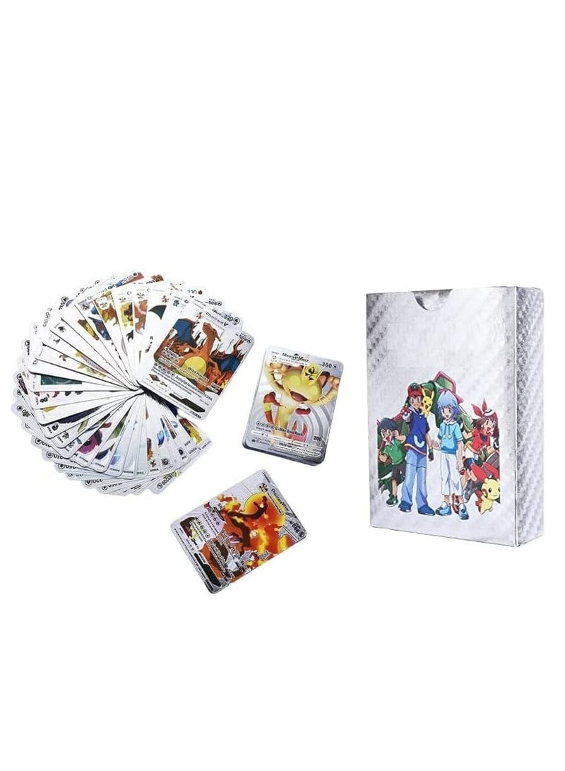 Rajvi Collectible Card Games, 55 Piece Silver Foil, TCG Deck, V-Max Series X, Silver Rare and Common Mystery Cards - Image 2