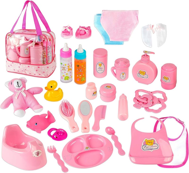 fash n kolor My Sweet Baby Disappearing Doll Feeding Set | Baby Care 6 Piece Doll Feeding Set (38 pc Set) - Image 1