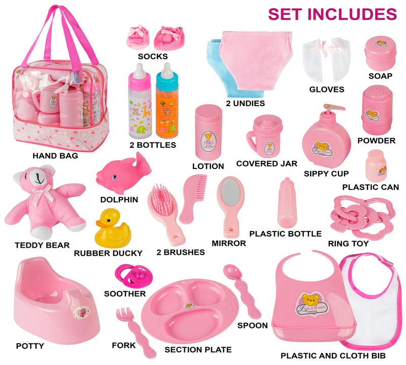 fash n kolor My Sweet Baby Disappearing Doll Feeding Set | Baby Care 6 Piece Doll Feeding Set (38 pc Set) - Image 2