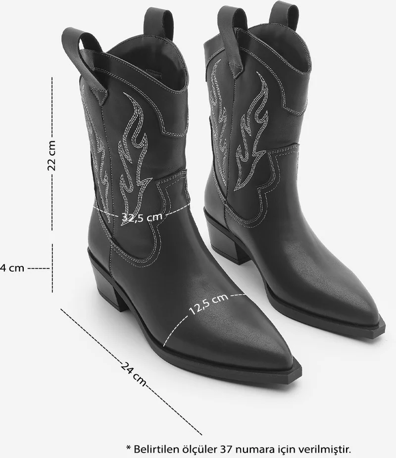 مارجين Women's Pointed Toe Embroidered Western Boots Tevlus