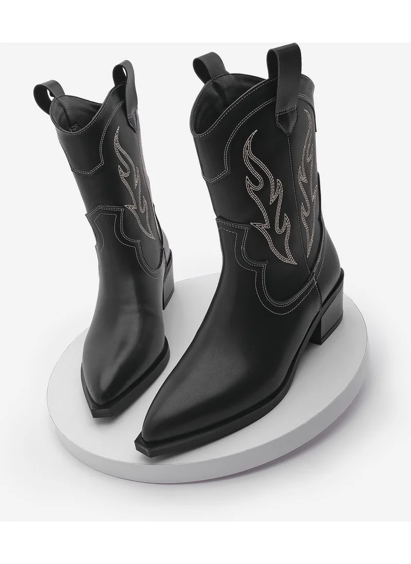 مارجين Women's Pointed Toe Embroidered Western Boots Tevlus