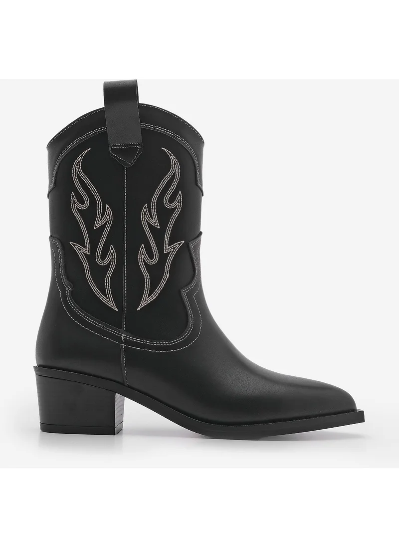 مارجين Women's Pointed Toe Embroidered Western Boots Tevlus