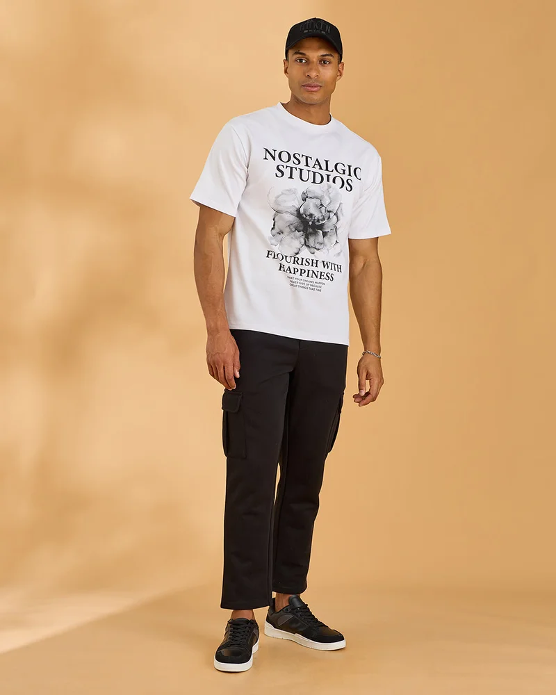 Redtag Men White Printed T-Shirt