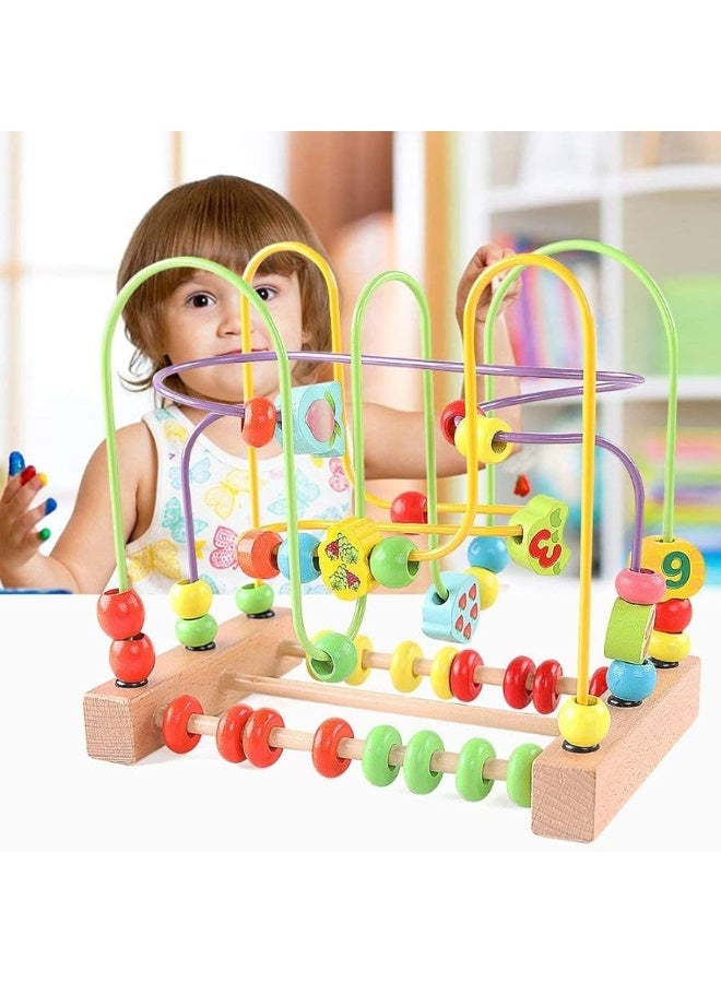 QZMTOY ألعاب خشبية للأطفال من QZMTOY، لعبة متاهة الخرز للأطفال مع حيوانات ملونة وأشكال فواكه، ألعاب تعليمية للعد والتعلم للأطفال، هدايا كلاسيكية للأولاد والبنات والرضع - Image 4