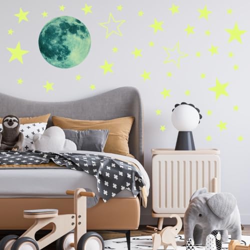 GLOCARNIVAL Glow Stars and Full Moon Wall Stickers for Starry Sky,Glowing Star Beautiful Wall Decals for Any Room,Beautiful Wall Decals for Kids Gift,Glow in The Dark Stars Light Your Ceiling - Image 3