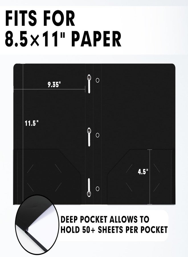 LAYZZ Plastic 2 Pocket Folders with Prongs, 30 Pack, Heavyweight, Letter Size Poly Folders with 3 Metal Prongs Fastener Clips (Black) - Image 2