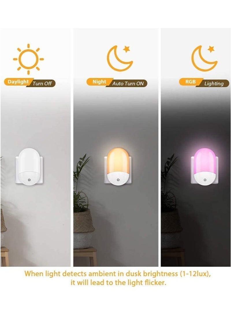 Bukela LED Night Light, Plug in Wall, Automatic Dusk to Dawn Sensor RGB Color Changing Night Lights, Remote Control Color Change LED Night Light for Bedroom, Hallway, Kitchen, Stairs - Image 5