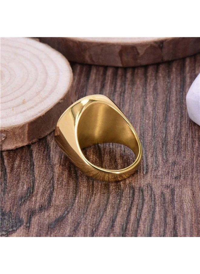 JAJAFOOK Hexagram Six-Pointed Jewish Star Of David Inlay Wedding Band Rings For Men, Gold Tone  - Image 4