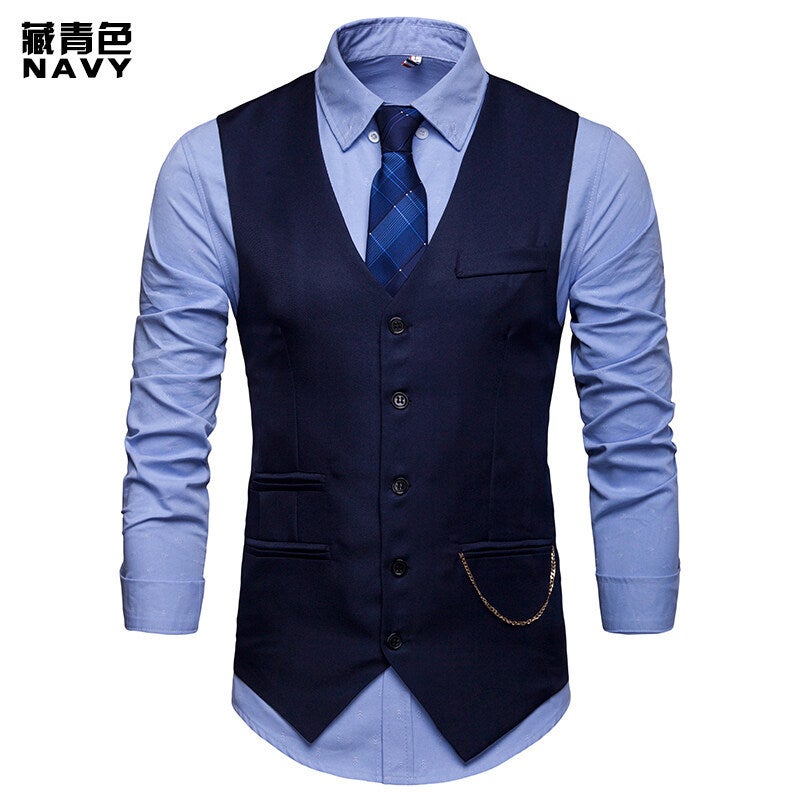 Fashion European Edition Basic Edition Men'S Jewelry Matching Nightclub Suit Vest Jacket M53P50 - Image 4